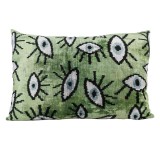 IKAT SILK UNIQUE GREEN FISH EYE     - CUSHIONS